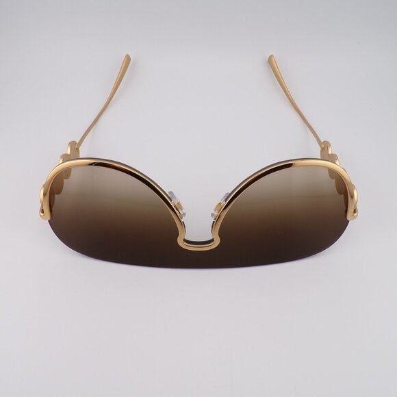 VERSACE Gold Gradient Semi Rimless Shield Shades, Medusa Logo Single Lens VE2215